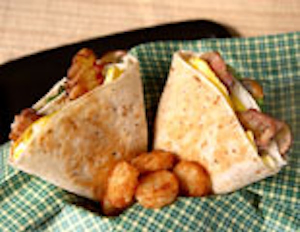 Deconstructed Peppered Bacon Omelet Fan Wraps