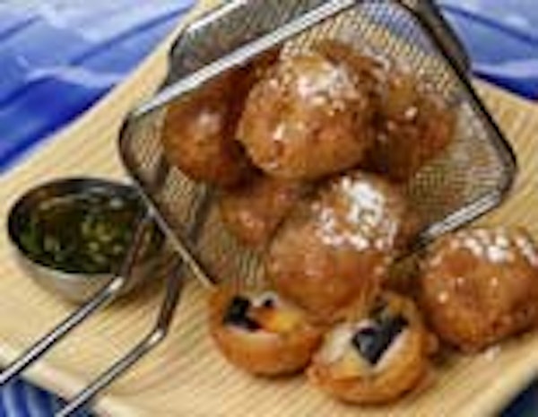 Peach and Blueberry Cheesecake Fritters