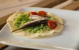 Grilled Sardine with Salsa Verde Cruda Tostadas