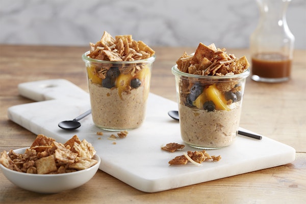 Salted Caramel Overnight Oats with Sweet Tortilla “Granola”