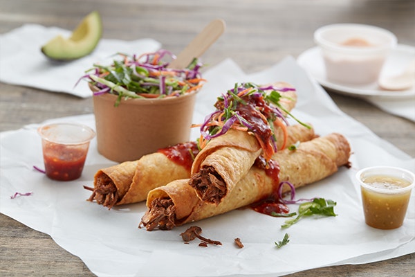 Street Food Taquitos with Purple Cabbage Slaw