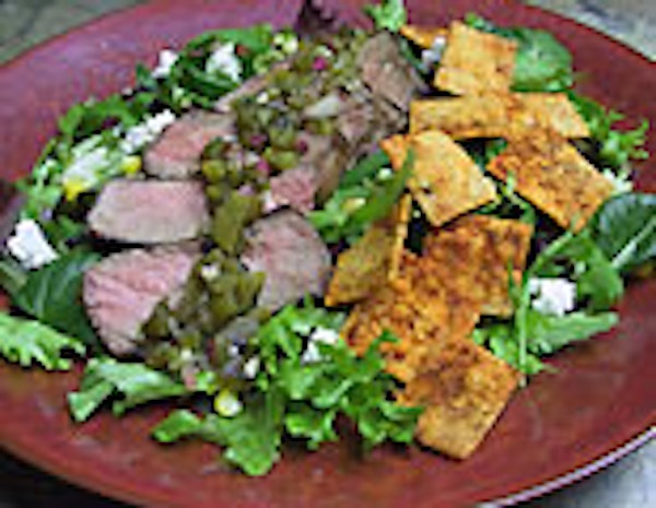 Sizzling Steak Salad with Chili Dusted Croutons