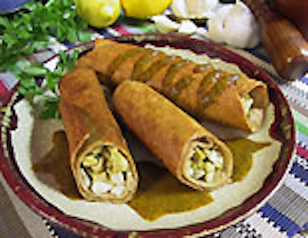 Moroccan Taquitos with Charmoula Dipping Sauce