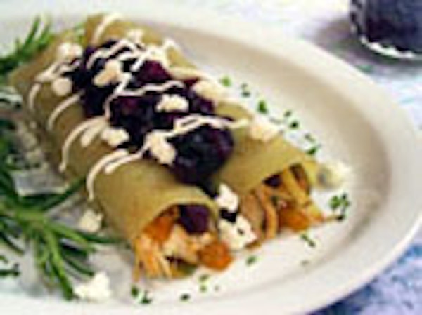 Pumpkin and Turkey Enchiladas with Cranberry Compote
