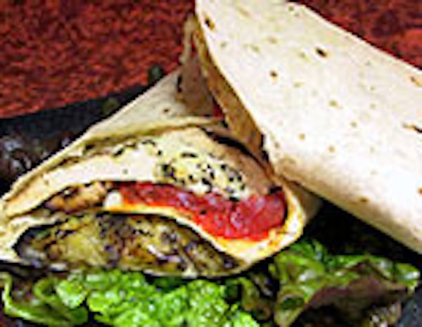 Triple Grilled Chicken and Eggplant Wrap