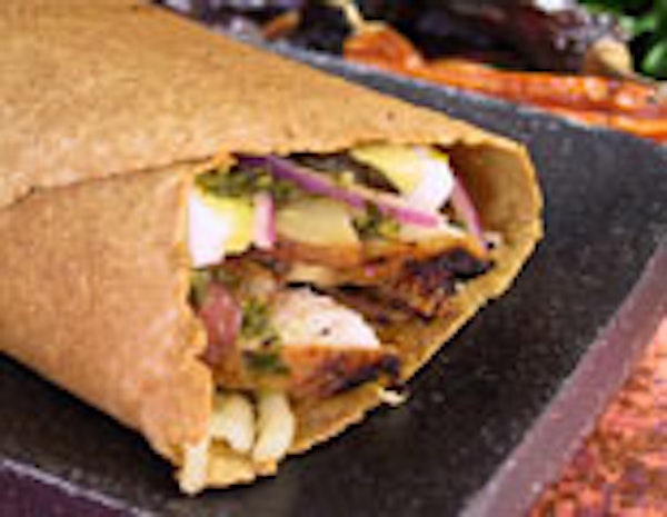 Peruvian Chicken Wrap with Hauancaina Sauce