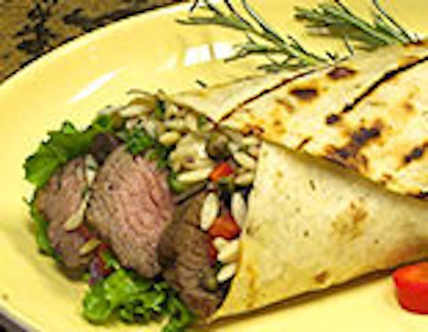Grilled Lamb and Orzo Wraps