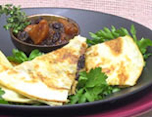Chicken &amp; Goat Cheese Quesadilla with Persimmon Chutney
