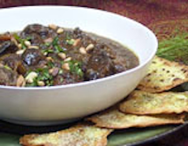 Lamb Stew with Rosemary &amp; Caramelized Onion Crisps