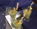 Celery Soup Shooter with Tortilla Twists