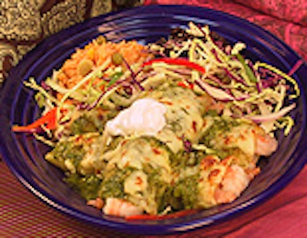 Enchiladas Mariscos with Salsa Verde
